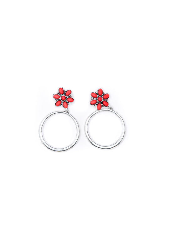West & Co - Silver Red Dangle Earrings
