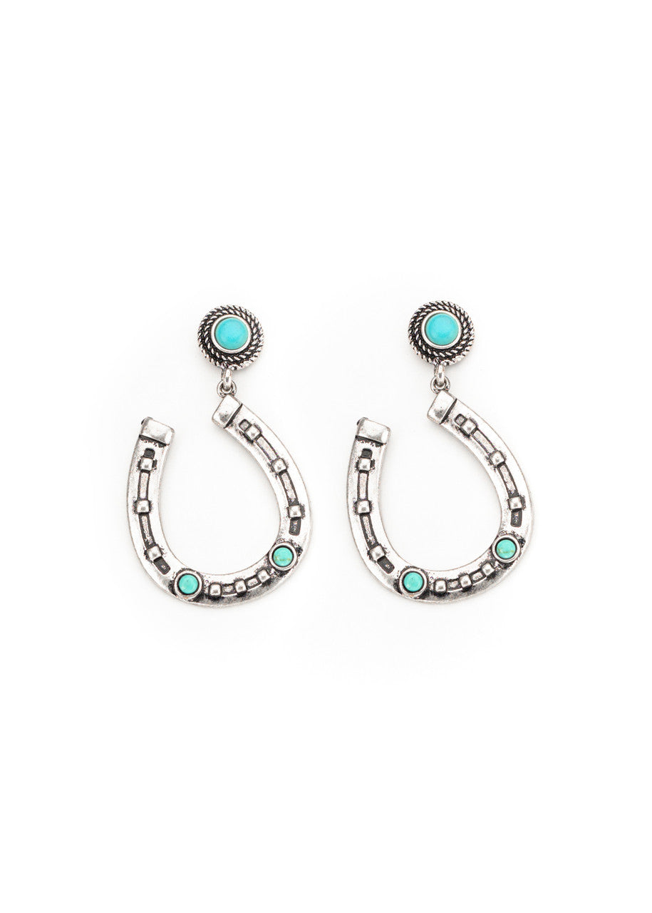 West & Co - Quinn Turquoise Horseshoe Earrings