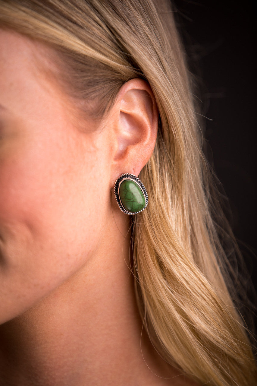 West & Co - Outlaw 1" Green Post Earrings