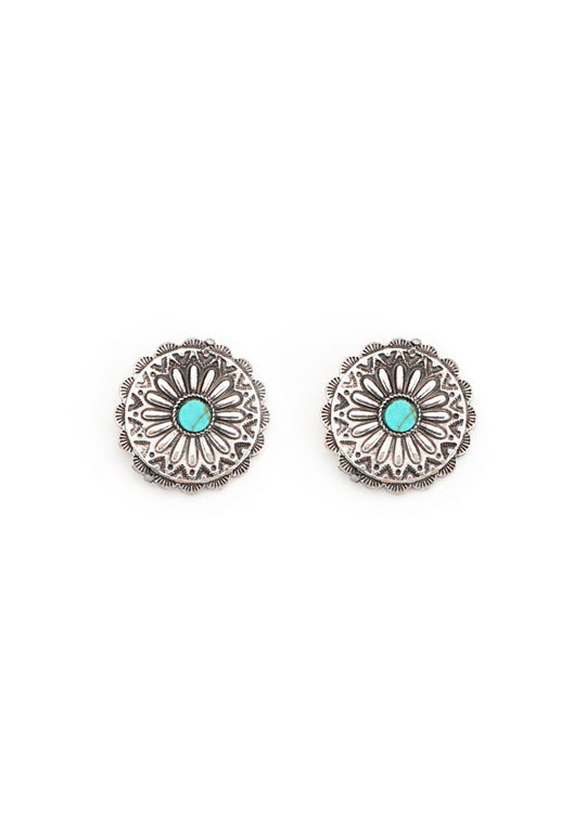 West & Co - Silver Flower Concho Earrings