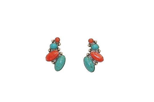West & Co - Turquoise & Coral Burst Earrings