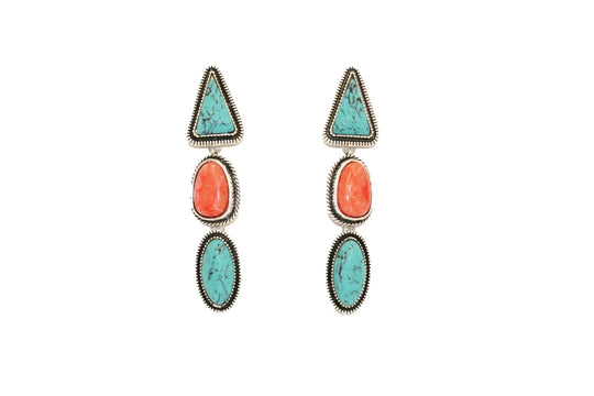 West & Co - Turquoise & Coral Dangle Earrings