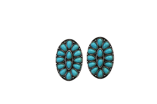 West & Co - Turquoise Oval Cluster Post Earrings