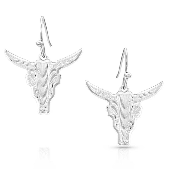 Montana Silversmith - Chiseled Steer Head Earrings
