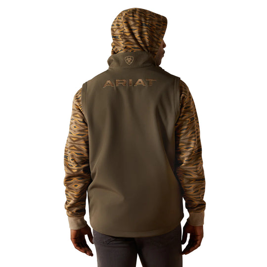 Ariat - Men's Logo Softshell Vest Dark Green/Dark Green Heather