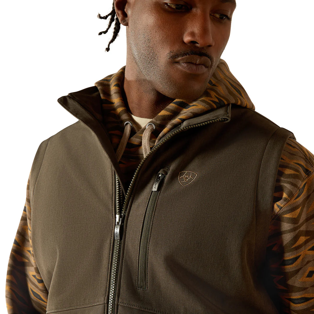 Ariat - Men's Logo Softshell Vest Dark Green/Dark Green Heather