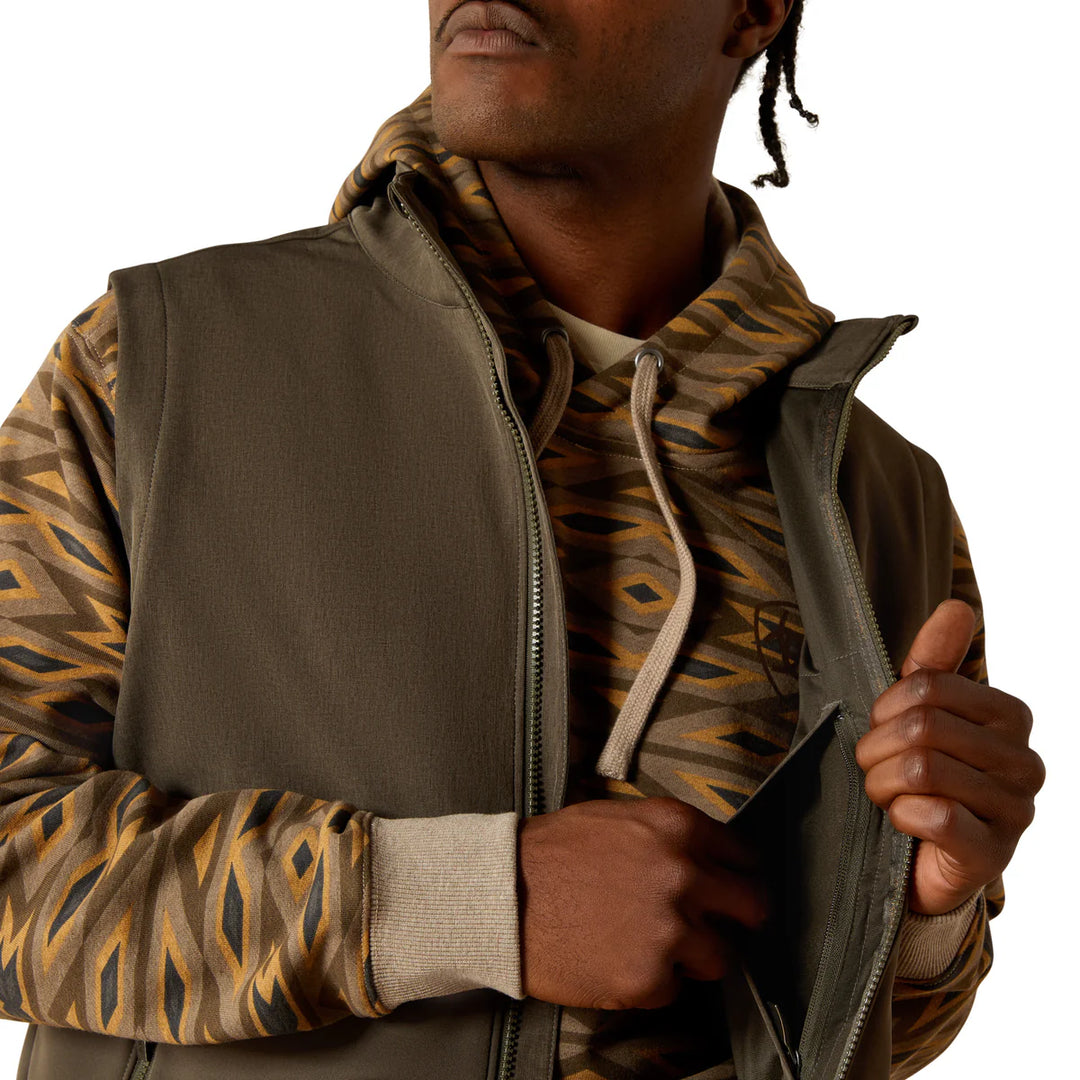 Ariat - Men's Logo Softshell Vest Dark Green/Dark Green Heather