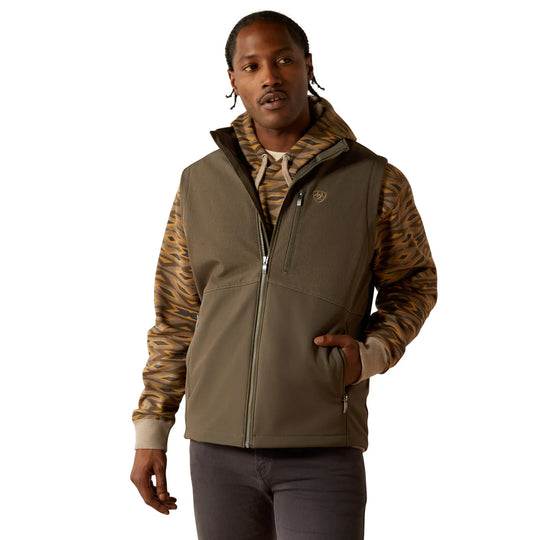 Ariat - Men's Logo Softshell Vest Dark Green/Dark Green Heather