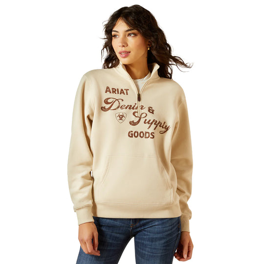 Ariat - Women's Denim & Suplpy 1/2 Zip Sweatshirt Oyster Gray