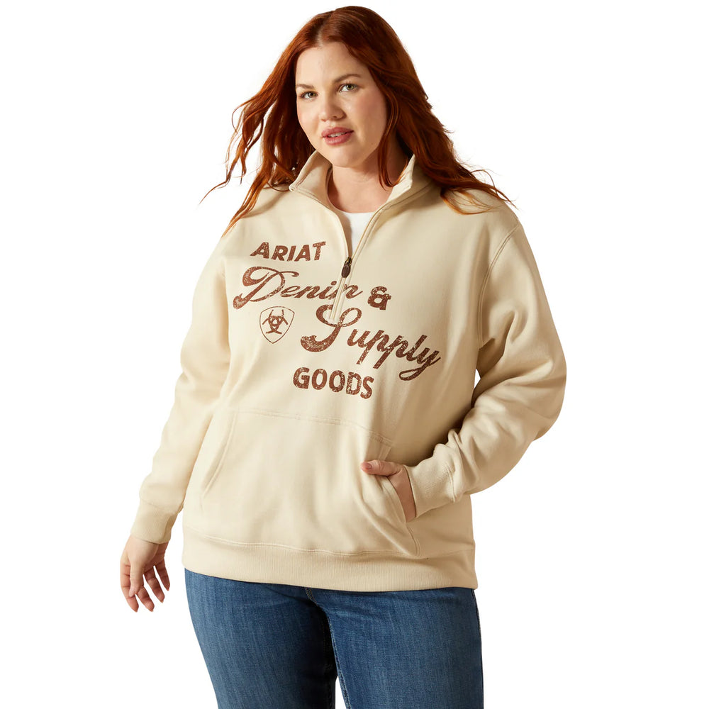 Ariat - Women's Denim & Suplpy 1/2 Zip Sweatshirt Oyster Gray