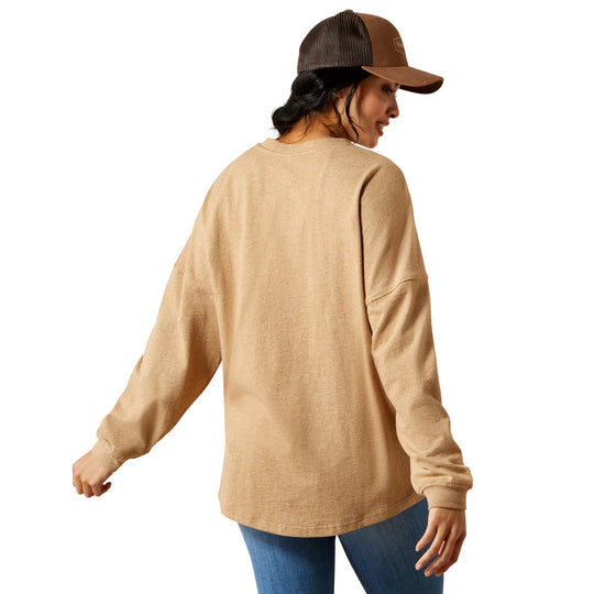 Ariat - Women's Dark Heather Oatmeal Canvas Oversized T-Shirt