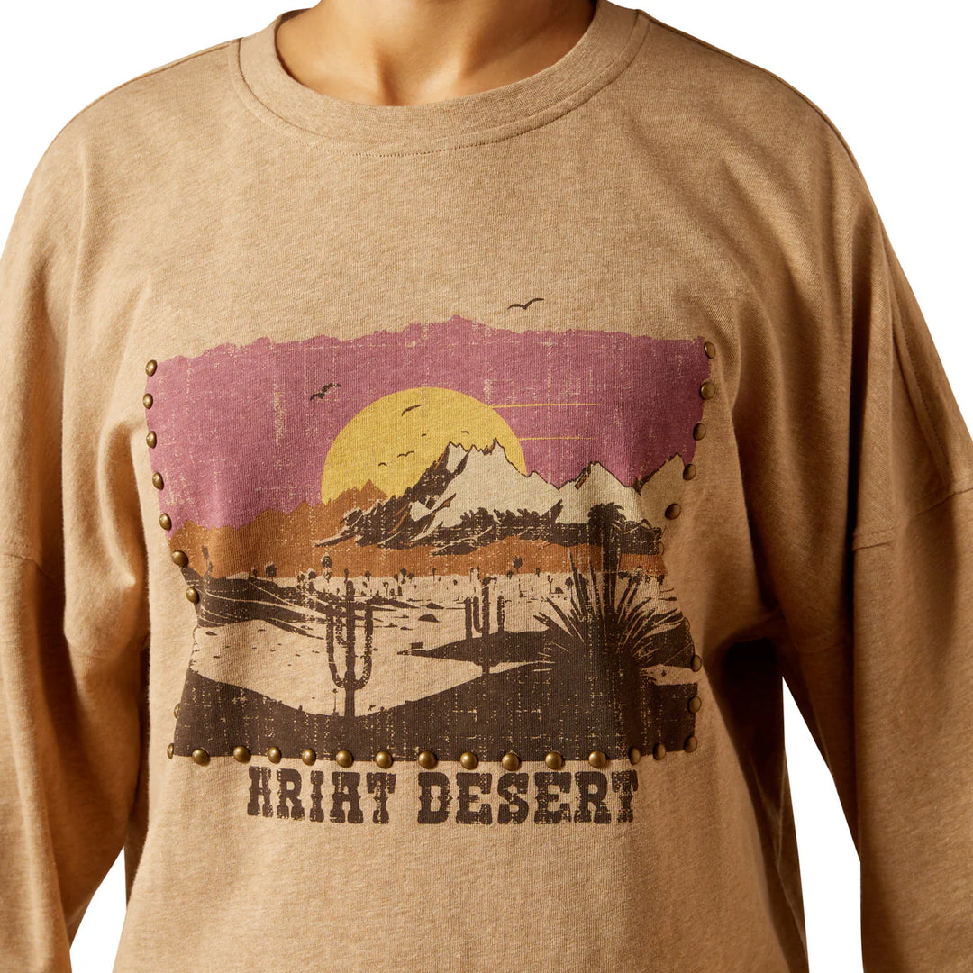Ariat - Women's Dark Heather Oatmeal Canvas Oversized T-Shirt