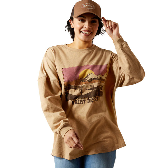 Ariat - Women's Dark Heather Oatmeal Canvas Oversized T-Shirt