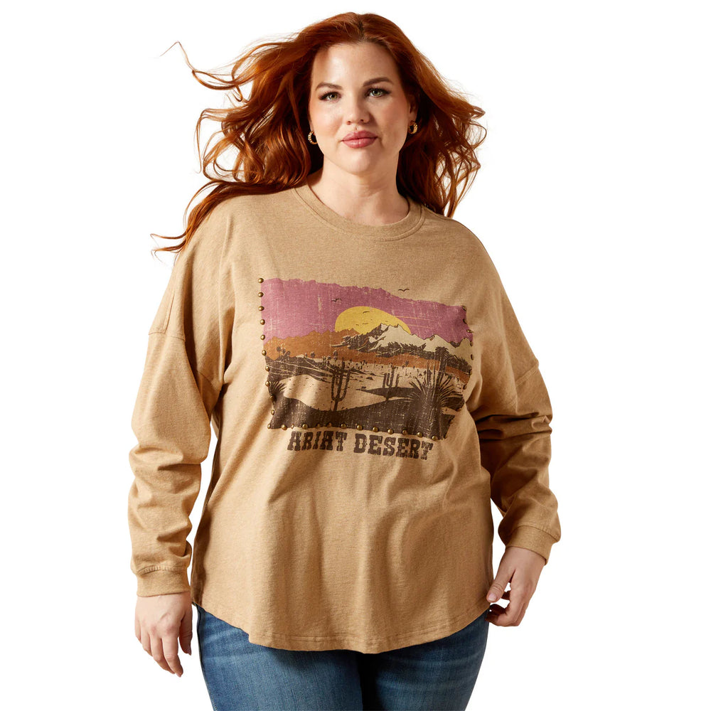 Ariat - Women's Dark Heather Oatmeal Canvas Oversized T-Shirt