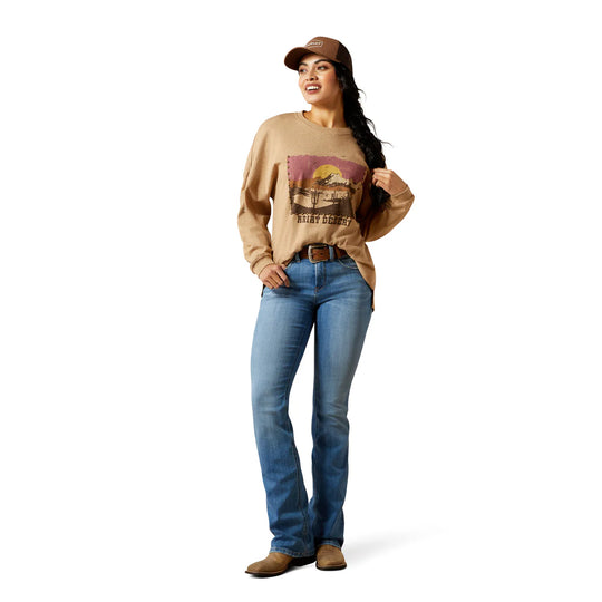 Ariat - Women's Dark Heather Oatmeal Canvas Oversized T-Shirt