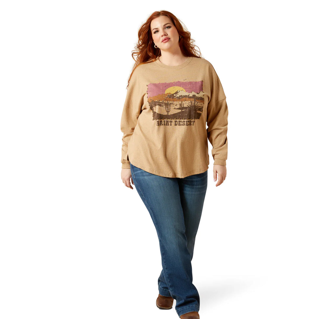 Ariat - Women's Dark Heather Oatmeal Canvas Oversized T-Shirt