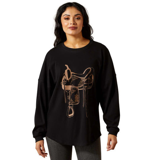Ariat - Women's Black Canvas Oversized Long Sleeve Tee