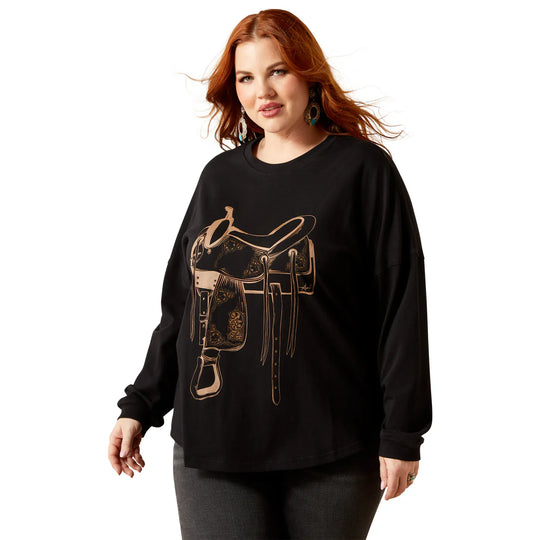 Ariat - Women's Black Canvas Oversized Long Sleeve Tee