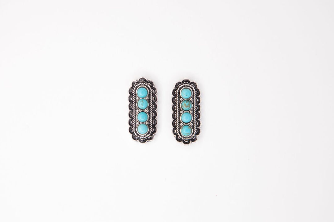 West & Co - Raleigh 1" Post Turquoise/Silver Earrings