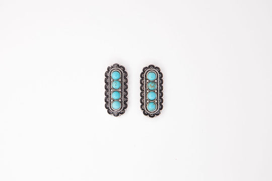 West & Co - Raleigh 1" Post Turquoise/Silver Earrings