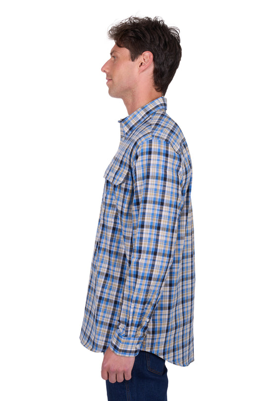 Hardslog - Mens Gibson Blue/Tan Check Shirt