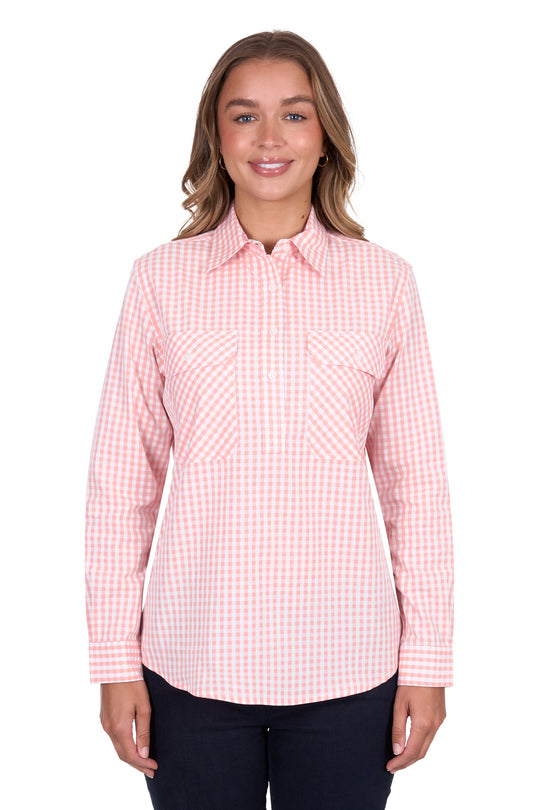 Hardslog - Womens Jen Coral Check Shirt