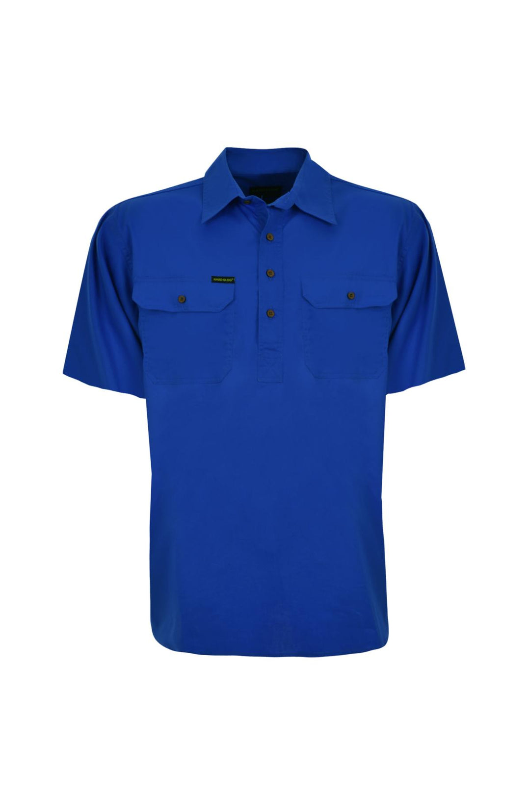 Hard Slog - Men's 1/2 Placket Light Cotton S/S Shirt Royal Blue