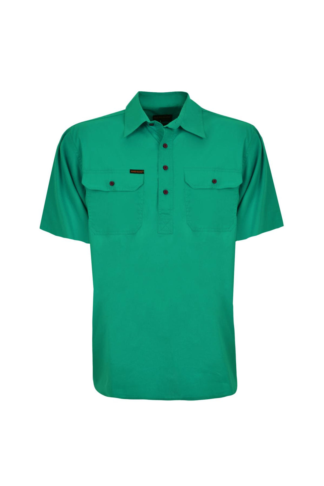 Hard Slog - Men's 1/2 Placket Light Cotton S/S Shirt Green