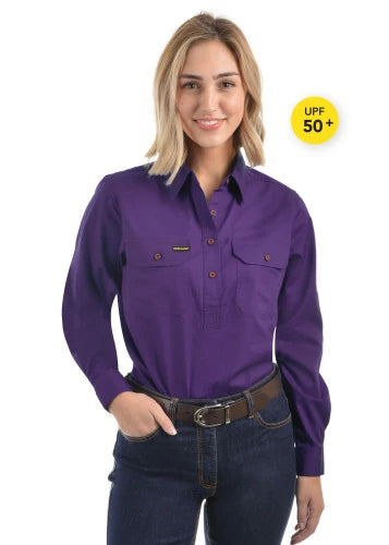 Hard Slog - Womens 1/2 PLKT Light Cotton LS Iris Shirt