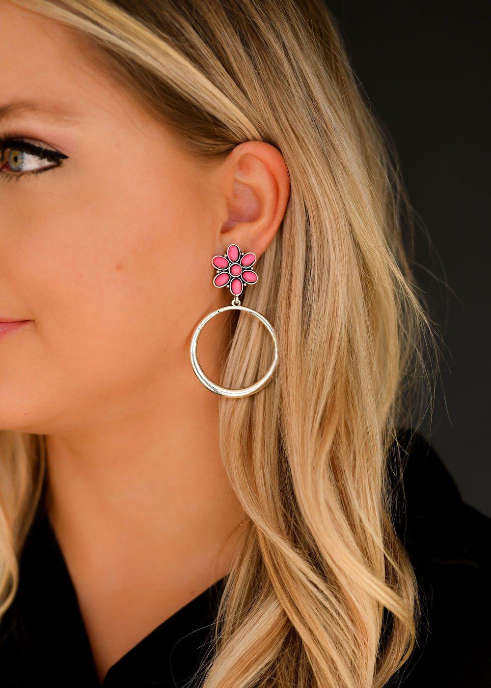 West & Co - Pink Flower Earrings