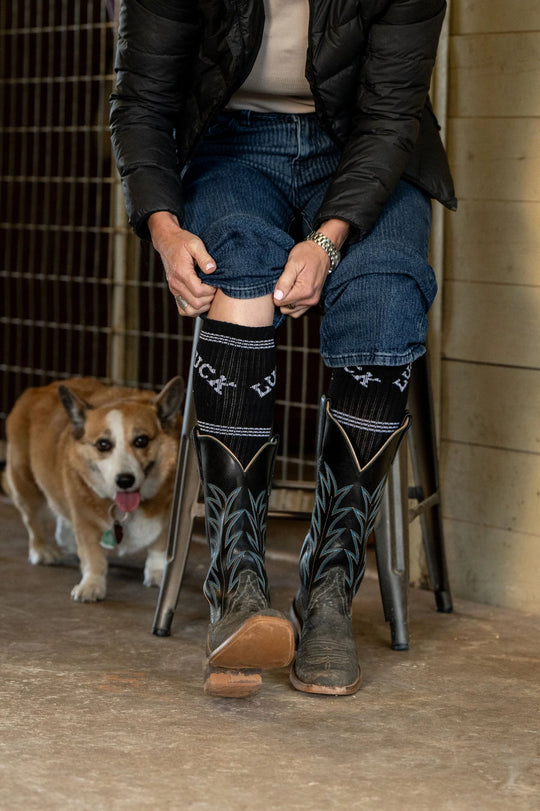 Lucky Chuck - Retro Lucky Chuck Black/White Performance Socks