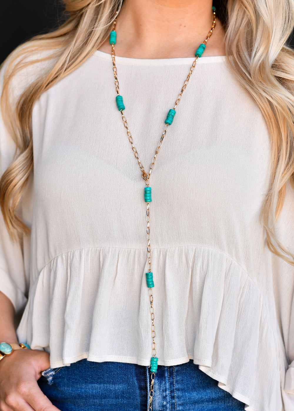 West & Co - Turquoise & Gold Link Necklace