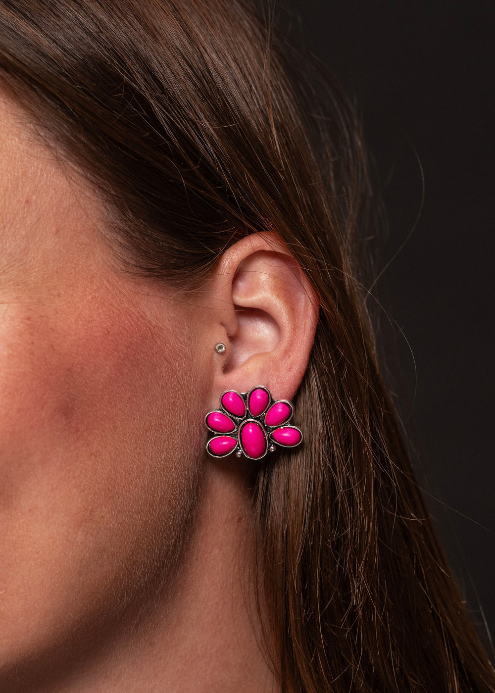 West & Co - Pink Half Flower Earrings