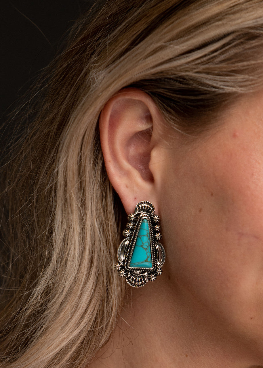 West & Co -Turquoise Traingle Post Earring