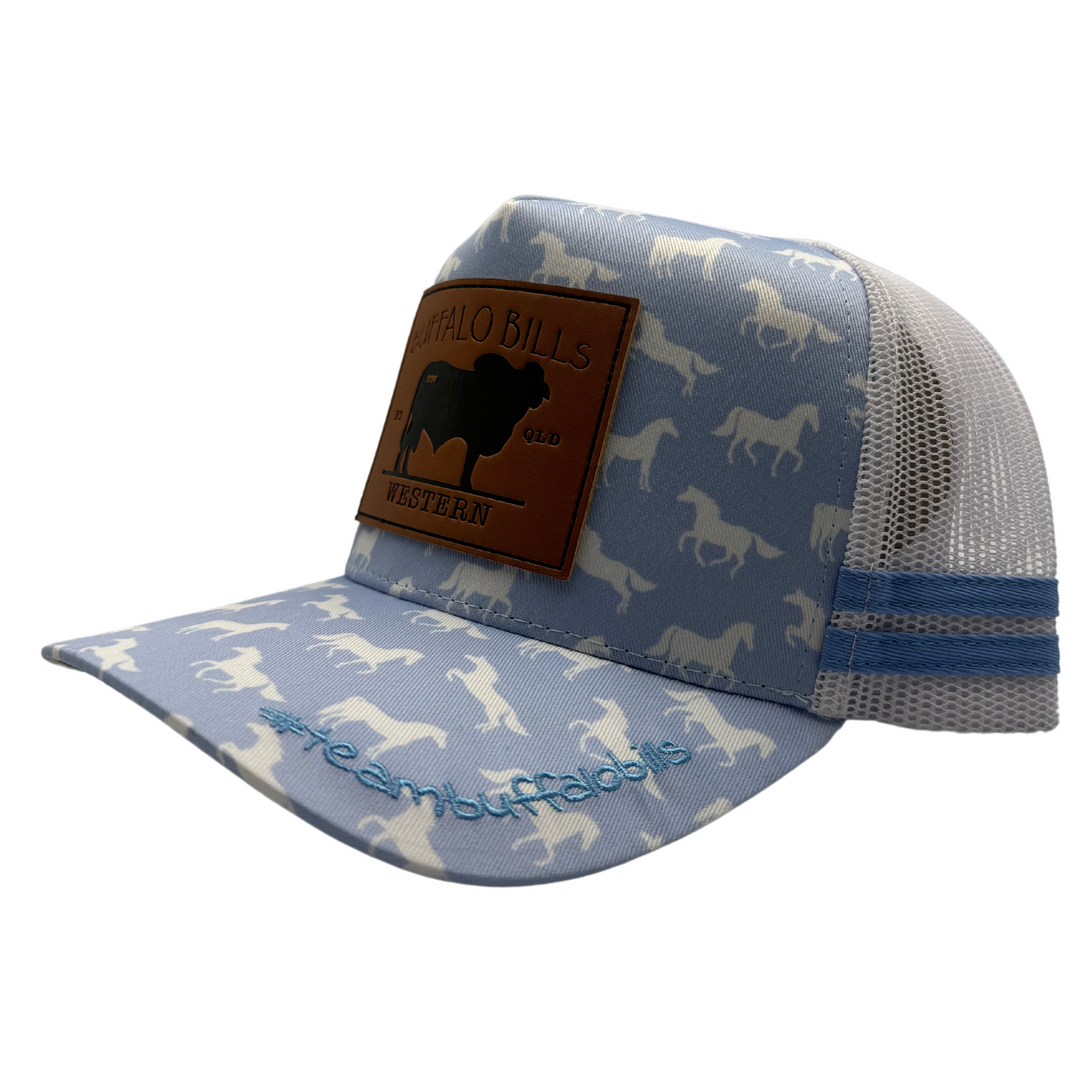 BBWS - Blue Horses Brahman Leather Patch Trucker Cap