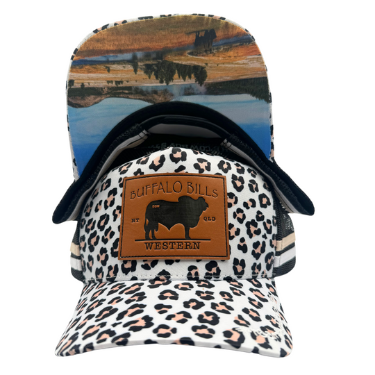 BBWS - Cheetah Brahman Leather Patch Trucker Cap