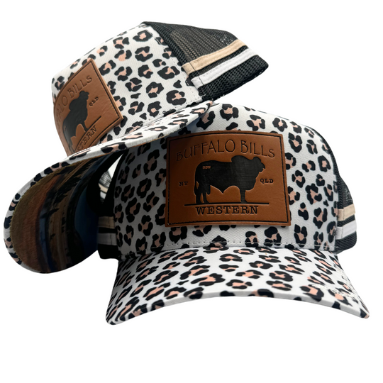 BBWS - Cheetah Brahman Leather Patch Trucker Cap