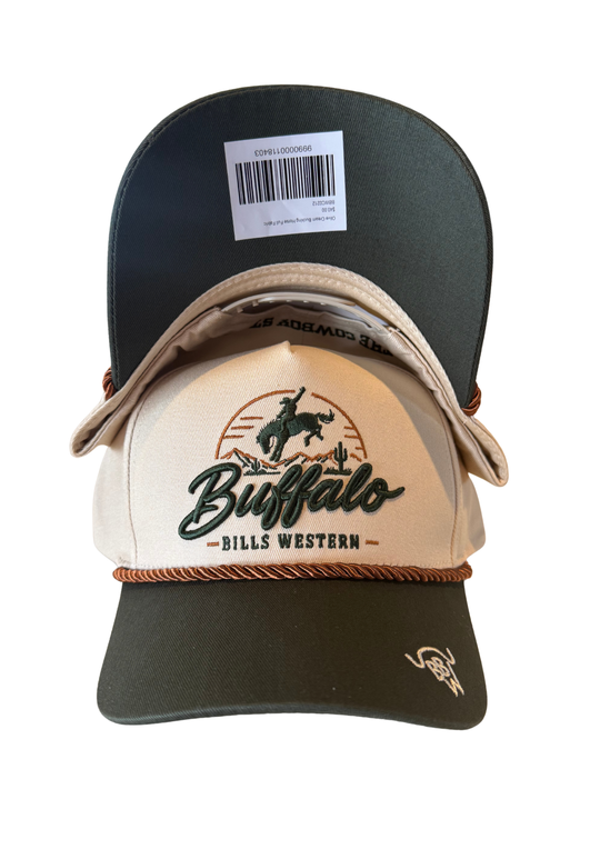 BBWS - Olive Cream Bucking Horse Full Fabric Cap