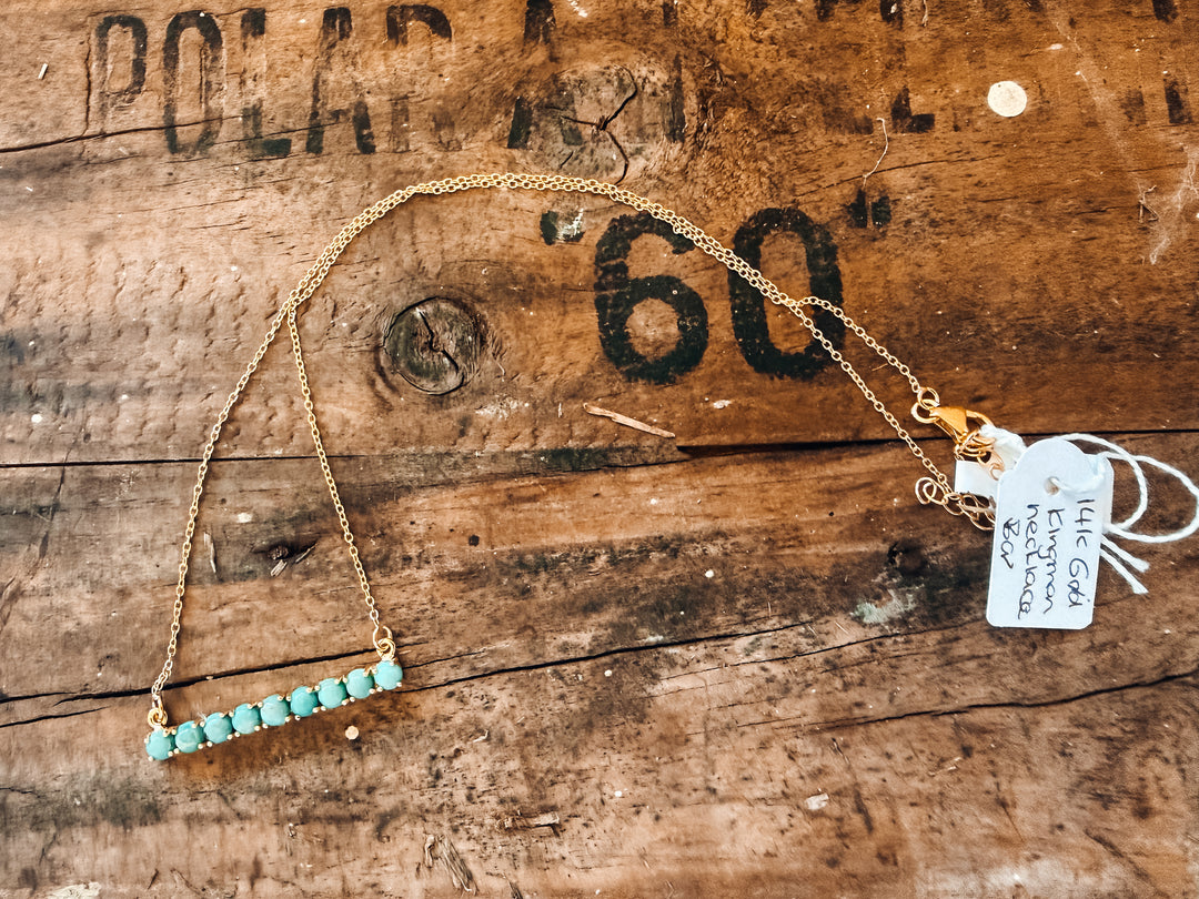 Buffalo Belle - Hallie Gold Kingman Turquoise Bar Necklace