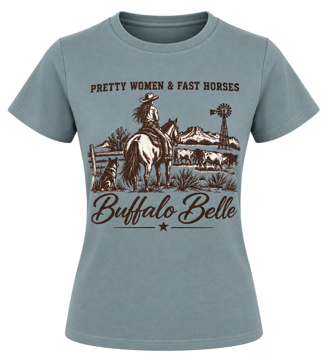 Buffalo Belle - Womens Teal Overseer Tee