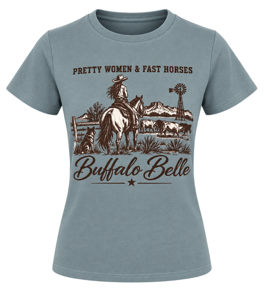 Buffalo Belle - Womens Teal Overseer Tee