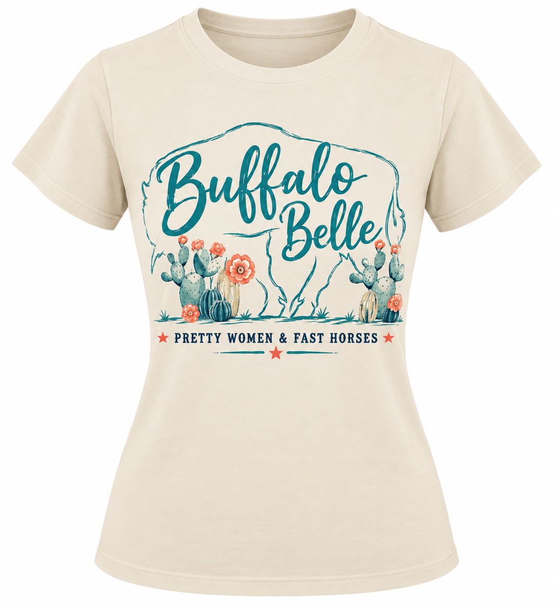 Buffalo Belle - Womens Cream Logo Tee