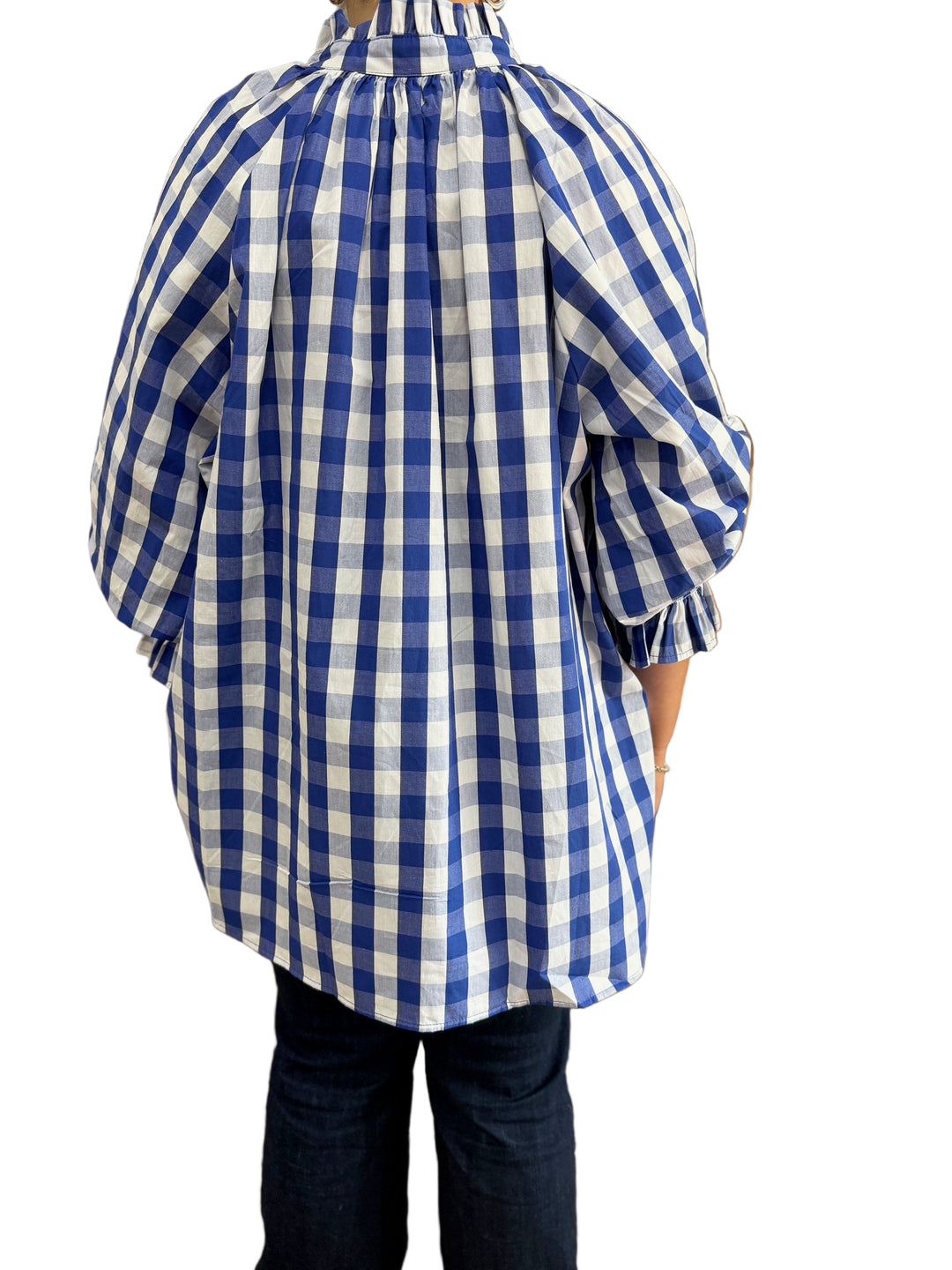 Buffalo Belle - Navy White Gingham Blouse OSFM