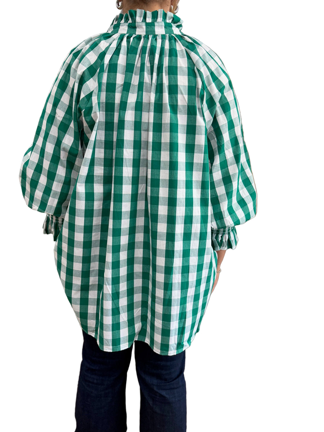 Buffalo Belle - Green White Gingham Blouse OSFM