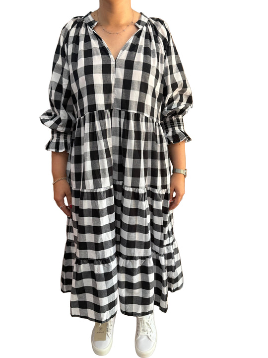 Buffalo Belle - Black White Gingham 3/4 Dress