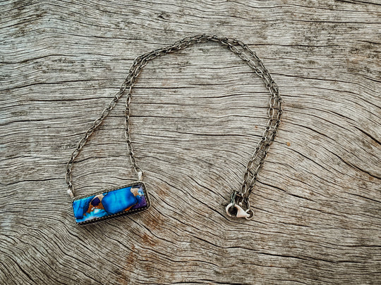 Buffalo Belle - Zaylee Blue Dahlia Bar Necklace