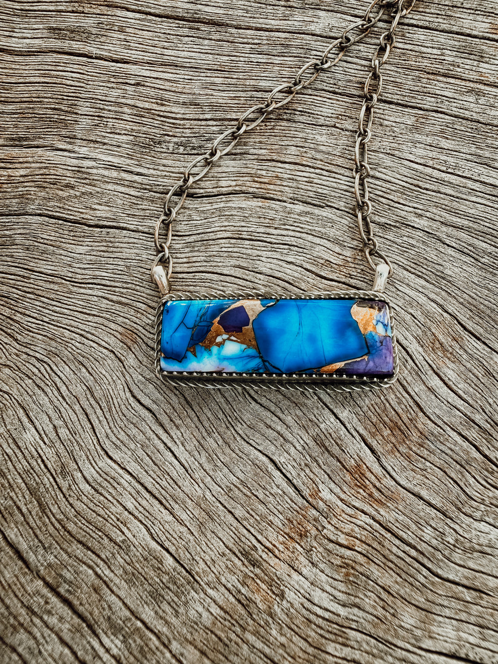 Buffalo Belle - Zaylee Blue Dahlia Bar Necklace