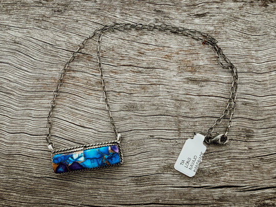 Buffalo Belle - Sienna Blue Dahlia Bar Necklace