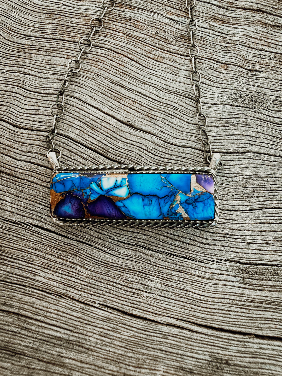 Buffalo Belle - Sienna Blue Dahlia Bar Necklace