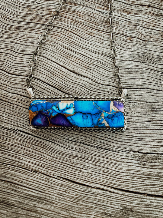 Buffalo Belle - Sienna Blue Dahlia Bar Necklace